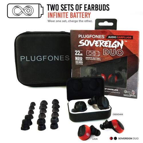 Earplugs Sovereign Duo 22 dB Nylon/Silicone/Soft Foam True Wireless Black/Red Black/Red