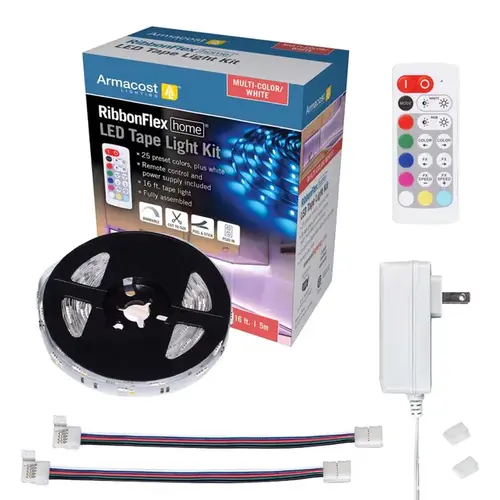 Armacost Lighting 423501 Strip Tape Light Kit RibbonFlex home 16 ft. L Multicolored Plug-In LED Multicolored