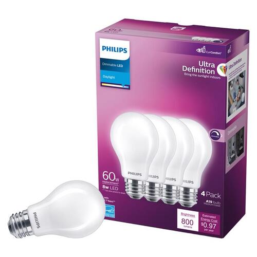 LED Bulb Ultra Definition A19 E26 (Medium) Daylight 60 Watt Equivalence Frosted