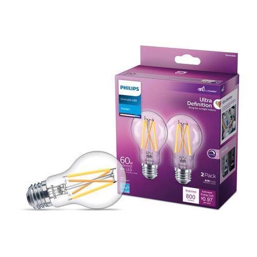 Philips 573485 LED Bulb Ultra Definition A19 E26 (Medium) Daylight 60 Watt Equivalence Clear