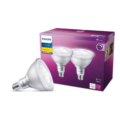 Philips 570861 LED Floodlight Bulb PAR 38 E26 (Medium) Bright White 120 Watt Equivalence Clear