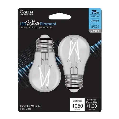 Filament LED Bulb White Filament A15 E26 (Medium) Daylight 75 Watt Equivalence Clear