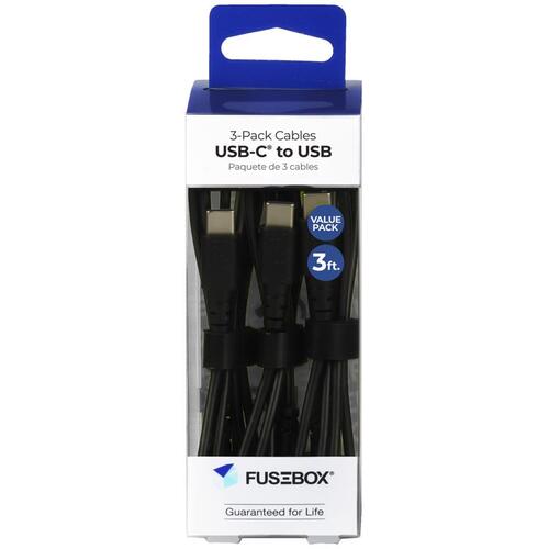 FuseBox 131 3608 FB2 USB-C Cable Black PVC For Smartphones 3 ft. L Black