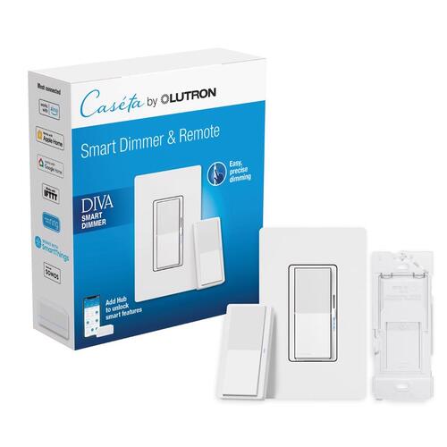 Lutron DVRF-PKG1D-WH-R Dimmer and Color Control Smart Switch Diva 3-Way Yes White White