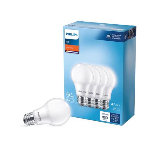 Philips 565457 LED Bulb A19 E26 (Medium) Soft White 60 Watt Equivalence Frosted
