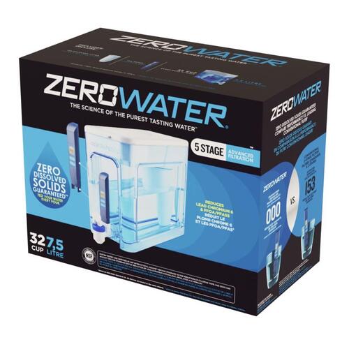 ZeroWater ZD-032-RR Water Filtration Dispenser Ready-Read 32 cups Blue/White Blue/White