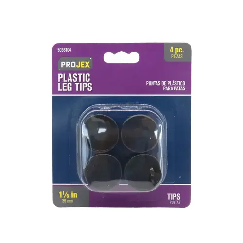 Leg Tip Plastic Black Round 1-1/8" W Black