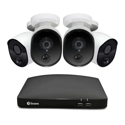 DVR Security Camera System Hardwired Indoor and Outdoor Black/White