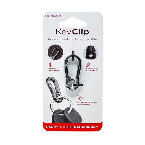 KeySmart KS849-SS Carabiner Key Chain KeyClip Stainless Steel Silver Silver
