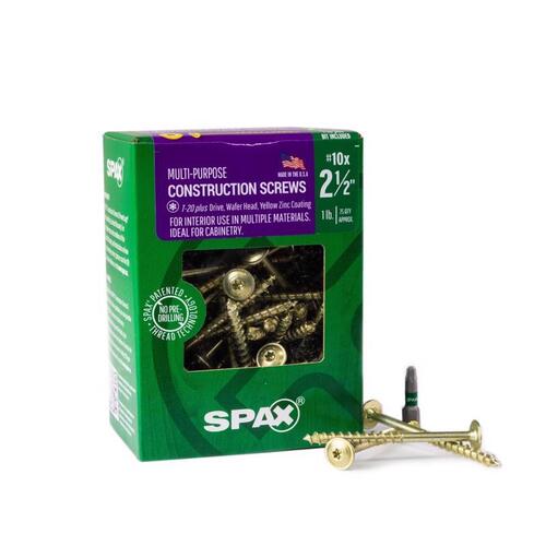 Spax 4281020500604 Construction Screws MultiMaterial No. 10" X 21/2" L T20+ Wafer Head 1 lb