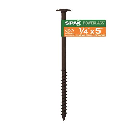 Lag Screw PowerLags 1/4" X 5" L Washer High Corrosion Resistant Carbon Steel High Corrosion Resistant