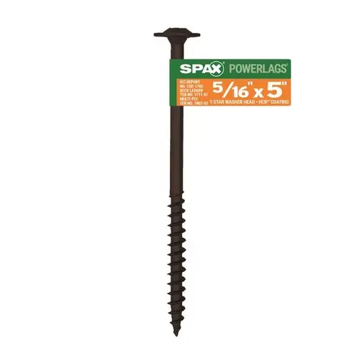 Lag Screw PowerLags 5/16" X 5" L Washer High Corrosion Resistant Carbon Steel High Corrosion Resistant