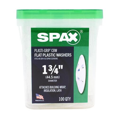 Spax 5019600517508 Flat Washer Plasti-Grip Polypropylene 1-3/4" White