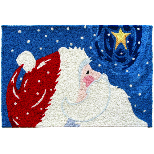 Accent Rug 30" L X 20" W Multicolored Star Gazing Santa Polyester Multicolored