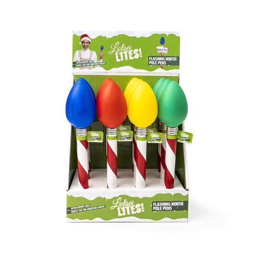 Pen Flashing North Pole Assorted - pack of 12