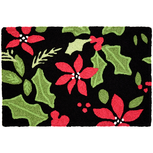 Jellybean JBL-SRB001 Accent Rug 30" L X 20" W Multicolored Poinsettia & Holly Toss Polyester Multicolored