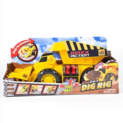 Motorized Truck Maxx Action Dig Rig Plastic Yellow 1 pc Yellow