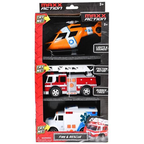 Mini Rescue Vehicles Maxx Action Plastic Multicolored Multicolored - pack of 6