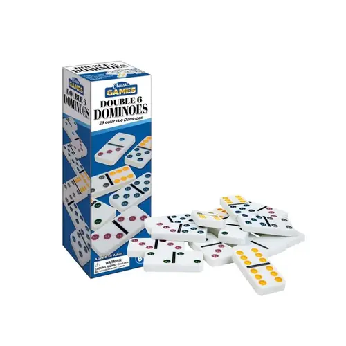 Playmaker Toys 11115-XCP12 Double 6 Dominoes Classic Games Multicolored Multicolored - pack of 12