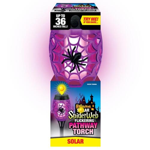 Pathway Torch Halloween Spider Web Flicker Multicolored - pack of 12