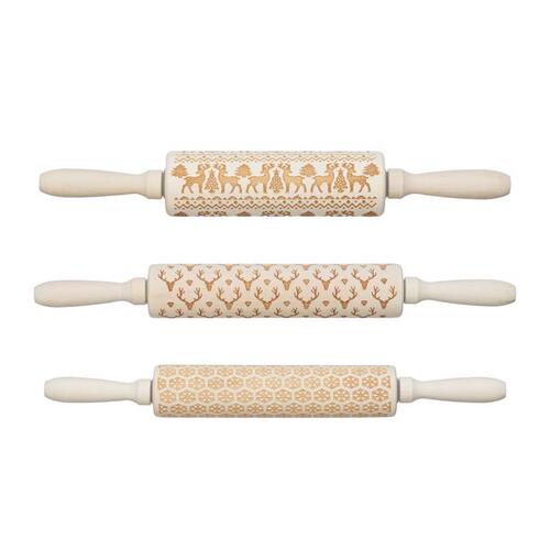 Rolling Pin Cabin Holiday 15" L X 2" D Wood Beige Beige - pack of 12