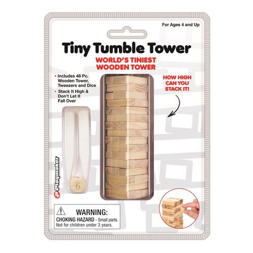 Playmaker Toys 10585 Tiny Tumble Tower Wood Brown 48 pc Brown