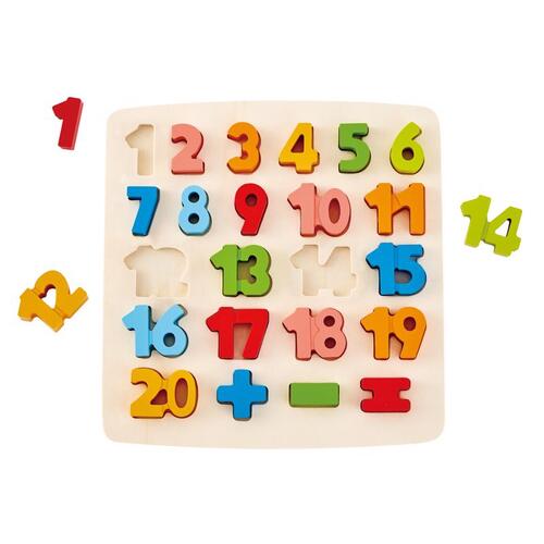 Hape Toys E1550 Chunky Number Math Puzzle Hardwood Assorted 29 pc Assorted