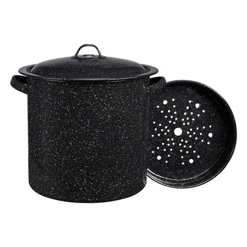 Granite Ware 321562 Steamer Pot Porcelain Enamel 34 qt Black Black