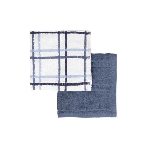 Dish Cloth Blue/White Cotton Blue/White - pack of 3