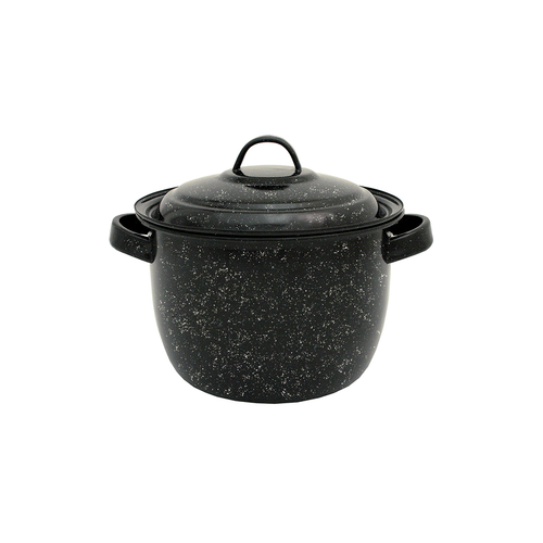 Pot With Lid Porcelain Enamel 8.6" 4 qt Black Black