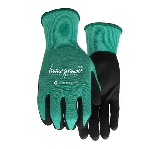 Watson Gloves 329-S Dipped Gloves Home Grown S Nylon Jade Black/Green Black/Green