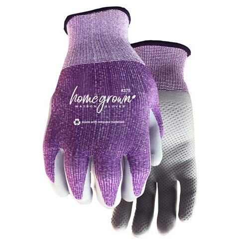 Watson Gloves 375-S Dipped Gloves Home Grown S Polyester Karma Purple Purple