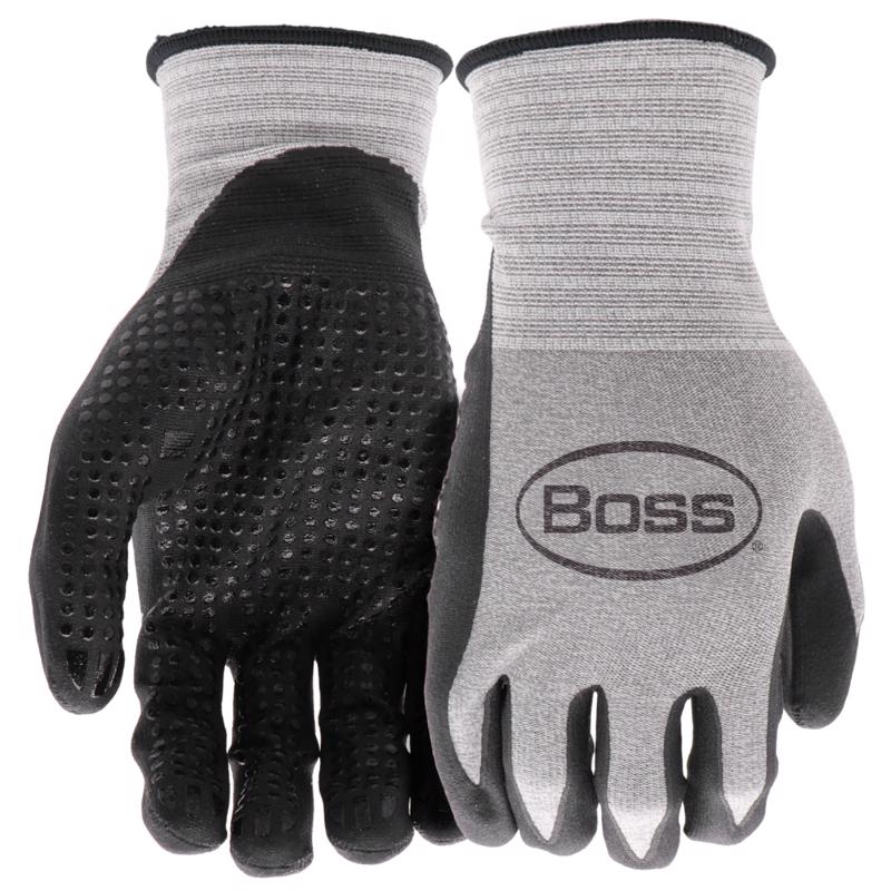 Boss B31181-L Grip Gloves Unisex Indoor/Outdoor Tactile Black/Gray L Black/Gray Pair