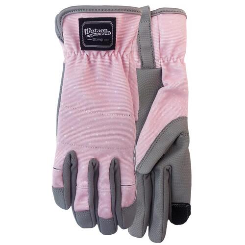 Watson Gloves 111-L Gardening Gloves Home Grown L Spandex Uptown Girl Gray/Pink Gray/Pink
