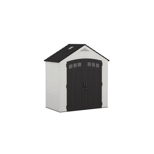 Storage Shed 7 ft. x 4 ft. Resin Standard Modern with Floor Kit Black/Ice Cube