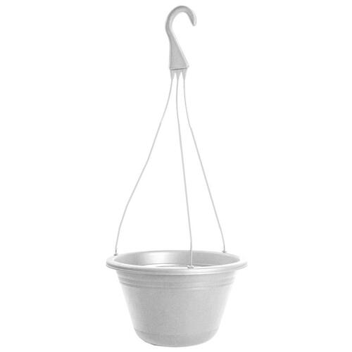 Hanging Basket 10" D Polyresin Round Tapered White White