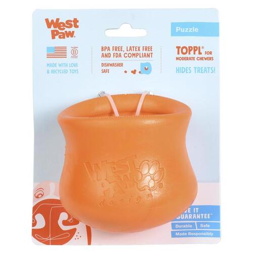 West Paw ZG084TNG Pet Toy Zogoflex Orange Plastic Toppl Large Orange