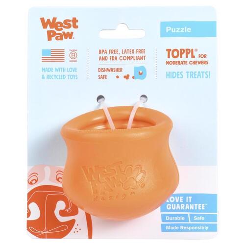 West Paw ZG083TNG Pet Toy Zogoflex Orange Plastic Toppl Small Orange