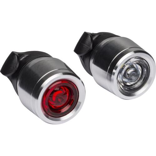 Bicycle Light Set Meteor 200 Aluminum Silver Silver