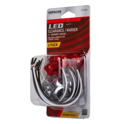 Hopkins C1534RK6 LED Light Red Round Clearance/Side Marker Red