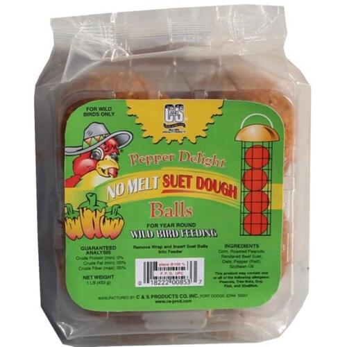 C&S Products 100214232 Hot Pepper Suet Delight Suet All Wild Birds Roasted Peanuts 1.05 lb