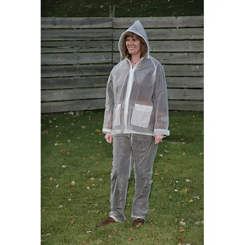 Three Piece Rain Suit Clear Vinyl Medium Clear