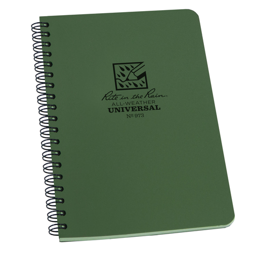RITE IN THE RAIN 973 All-Weather Notebook 4.625" W X 7" L Wire-O Green Green