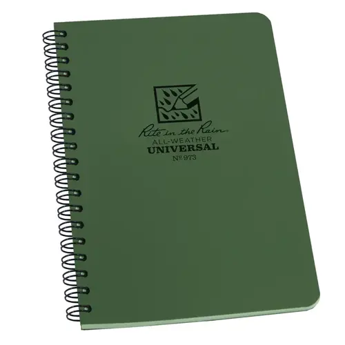 RITE IN THE RAIN 973-XCP6 All-Weather Notebook 4.625" W X 7" L Wire-O Green Green - pack of 6