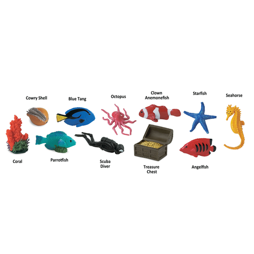 Safari Ltd 699104 Coral Reef Toy Toobs Plastic Assorted 11 pc Assorted