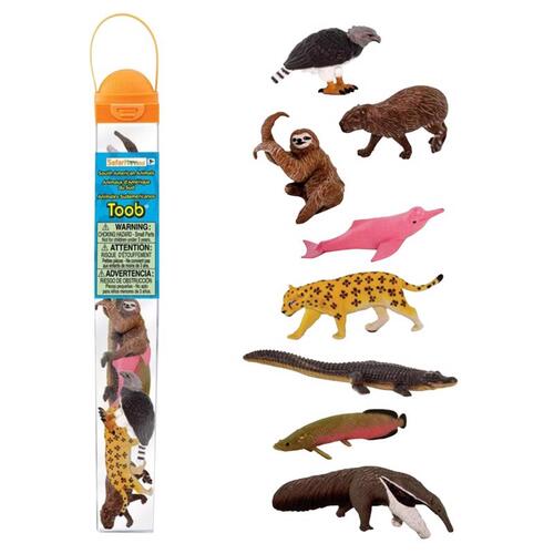 South American Animals Toy Toobs Plastic Assorted 8 pc Assorted