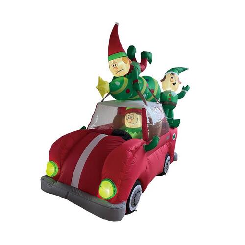 Celebrations YLSW-18566 Inflatable LED Animated Elf Christmas Tree Delivery Truck 6.5 ft.