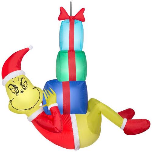 Inflatable Airblown LED Hanging Grinch With Presents 4 ft.