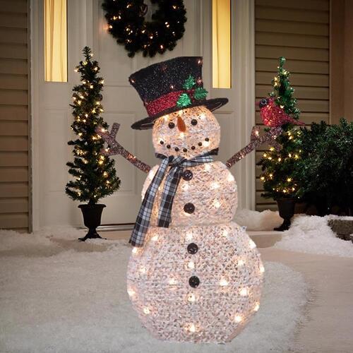 Celebrations 50428-71 Yard Decor Incandescent Clear Snowman with Cardinal 3.25 ft.