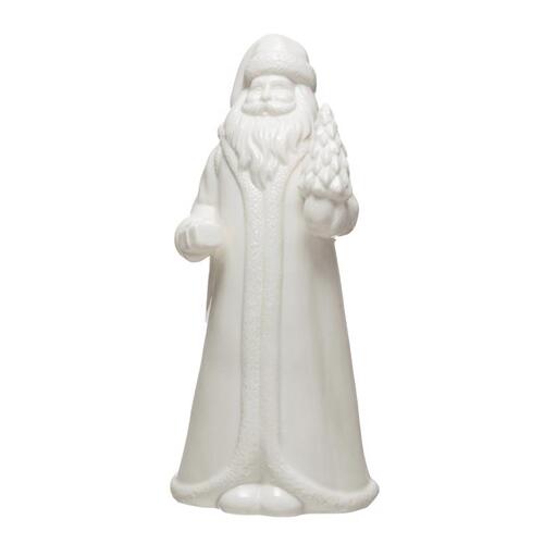 Creative Co-Op XM7926 Figurine White Santa Claus 10" White